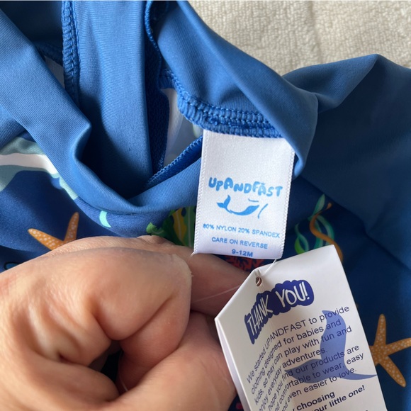 NWT upandfast Baby one piece Swimsuit UPF 50+ Sun Protection with Sun Hat 9-12 m - Picture 11 of 11